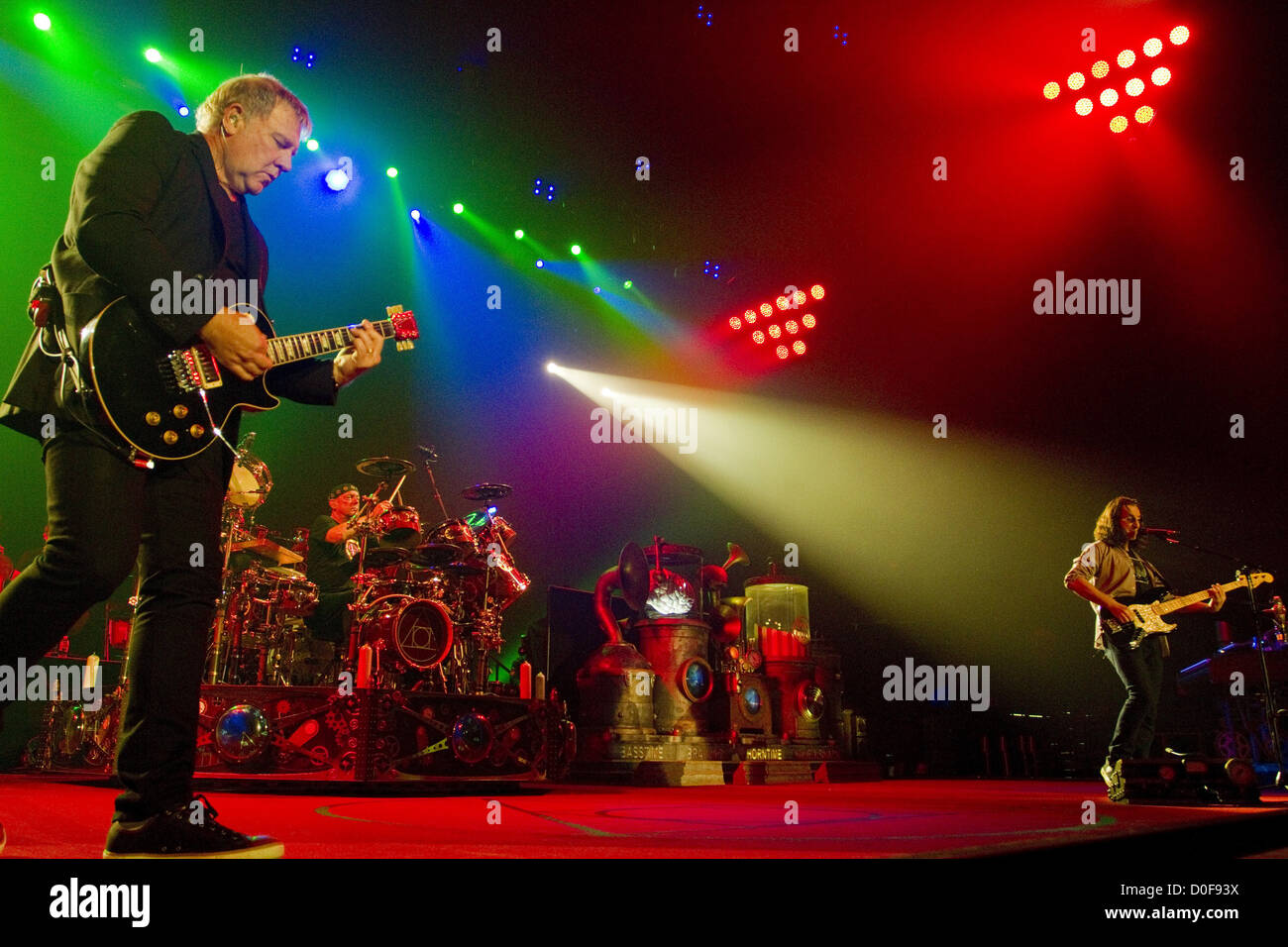 Nov. 21, 2012 - San Diego, CA, US - Prog-Rock legends RUSH performed at Valley View Casino Center in San Diego on November 21, 2012. Pictured: ALEX LIFESON, GEDDY LEE, NEIL PEART. (Credit Image: © Daniel Knighton/ZUMAPRESS.com) Stock Photo