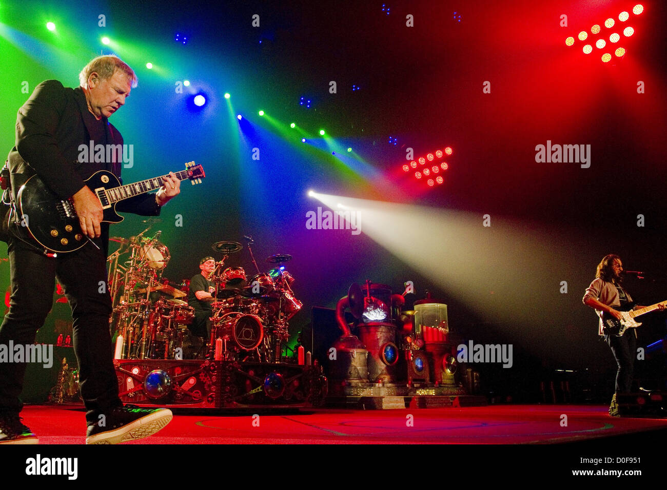 Nov. 21, 2012 - San Diego, CA, US - Prog-Rock legends RUSH performed at Valley View Casino Center in San Diego on November 21, 2012. Pictured: ALEX LIFESON, GEDDY LEE, NEIL PEART. (Credit Image: © Daniel Knighton/ZUMAPRESS.com) Stock Photo
