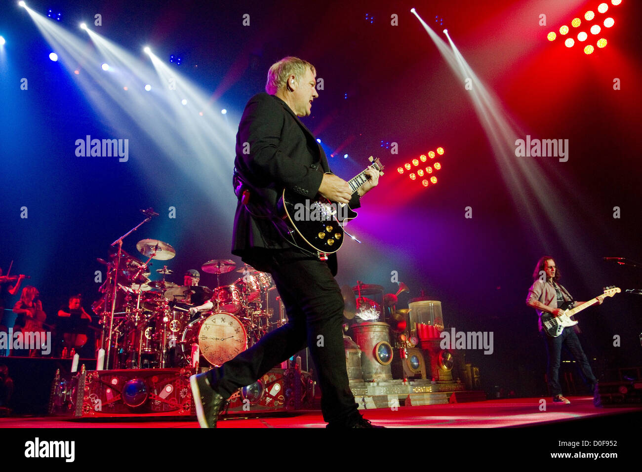 Nov. 21, 2012 - San Diego, CA, US - Prog-Rock legends RUSH performed at Valley View Casino Center in San Diego on November 21, 2012. Pictured: ALEX LIFESON, GEDDY LEE, NEIL PEART. (Credit Image: © Daniel Knighton/ZUMAPRESS.com) Stock Photo