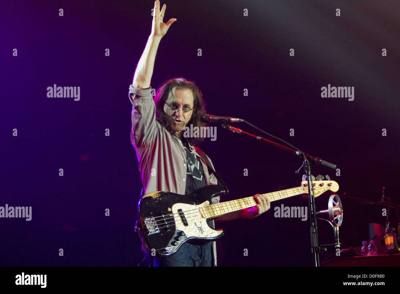 Nov. 21, 2012 - San Diego, CA, US - Prog-Rock legends RUSH performed at Valley View Casino Center in San Diego on November 21, 2012. Pictured: GEDDY LEE. (Credit Image: © Daniel Knighton/ZUMAPRESS.com) Stock Photo