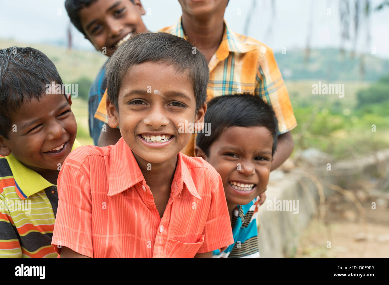 Young Smiling happy Indian boys. Andhra Pradesh. India Stock Photo - Alamy