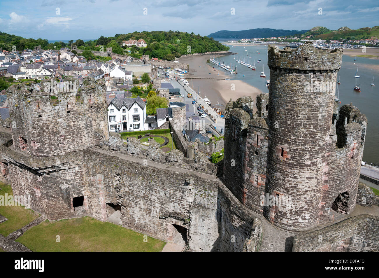 Wales, Conwy, Conwy Castle dates from 13C Stock Photo