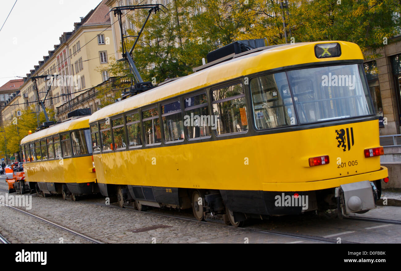 A tram, strassenbahn, Dresden, Sachsen, Saxony, Germany Stock Photo