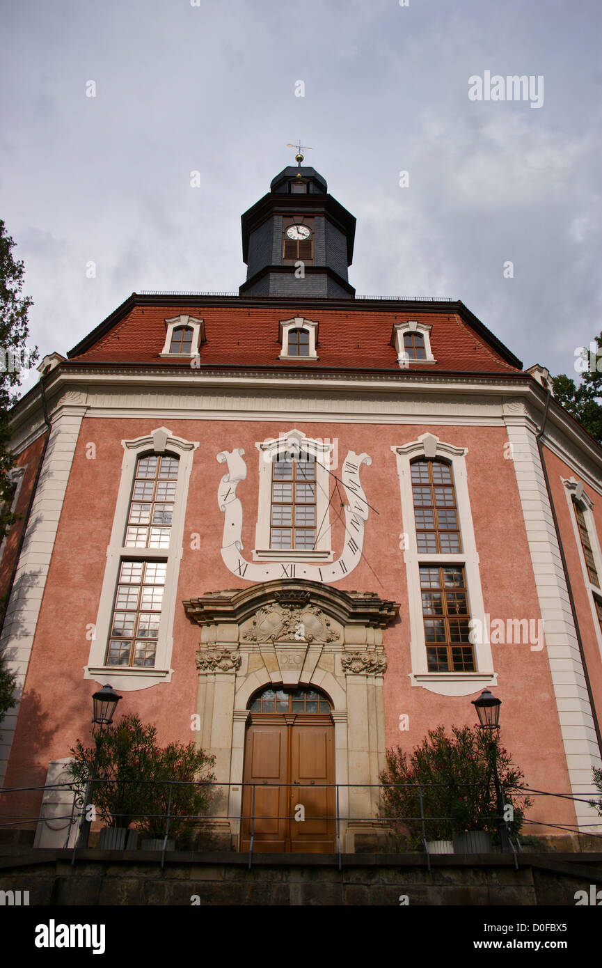Baroque Lutheran church, 1708, at Loschwitz,  Dresden, Sachsen, Saxony, Germany Stock Photo