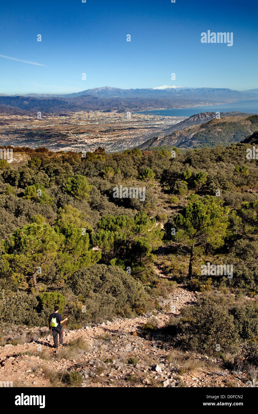 Sierra de Mijas and Malaga Costa del Sol Andalusia Spain Sierra de Mijas y vista de Málaga Costa del Sol Andalucía España Stock Photo