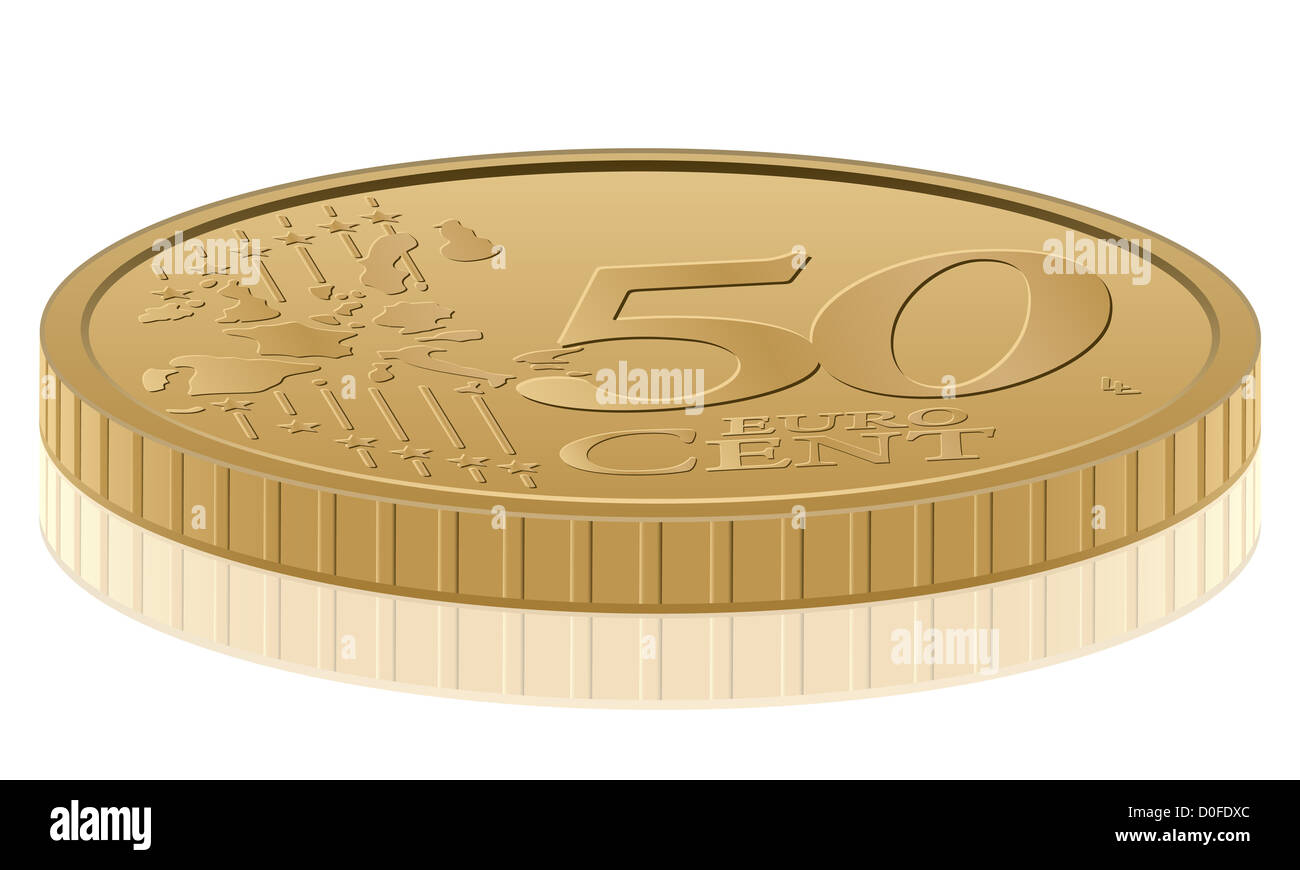Euro coin on white background. Vector illustration Stock Photo - Alamy