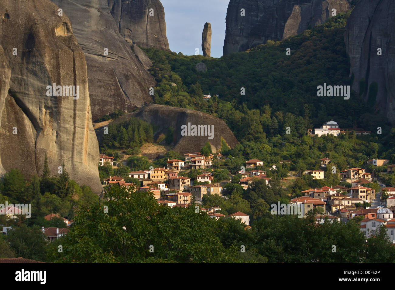 Meteora monasteries and peaks at Kalambaka of Greece near Trikala city in central Greece Stock Photo