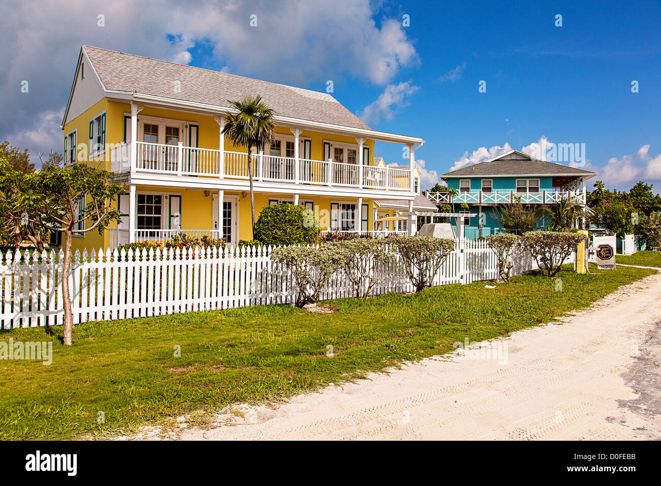 Pastel colored homes at Green Turtle Cay, Bahamas Stock Photo Alamy