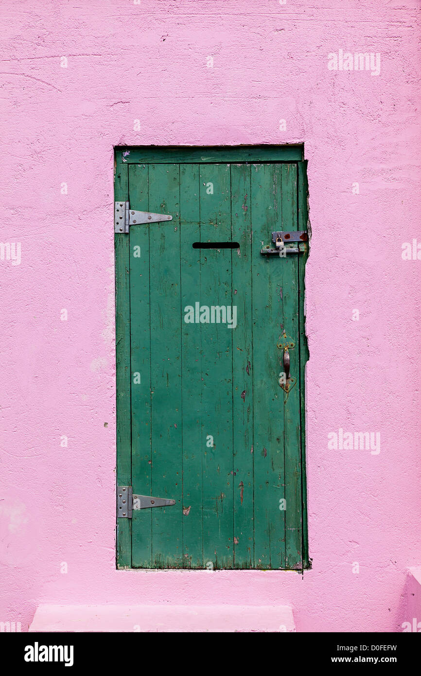 Old Jail in the village of New Plymouth, Green Turtle Cay, Bahamas. Stock Photo