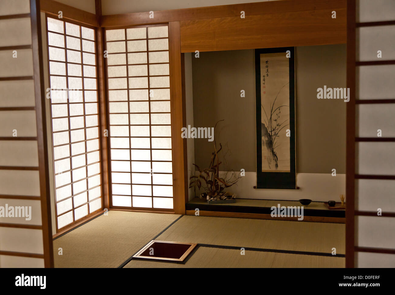 Interior of a Japanese room. Every details are original Stock Photo