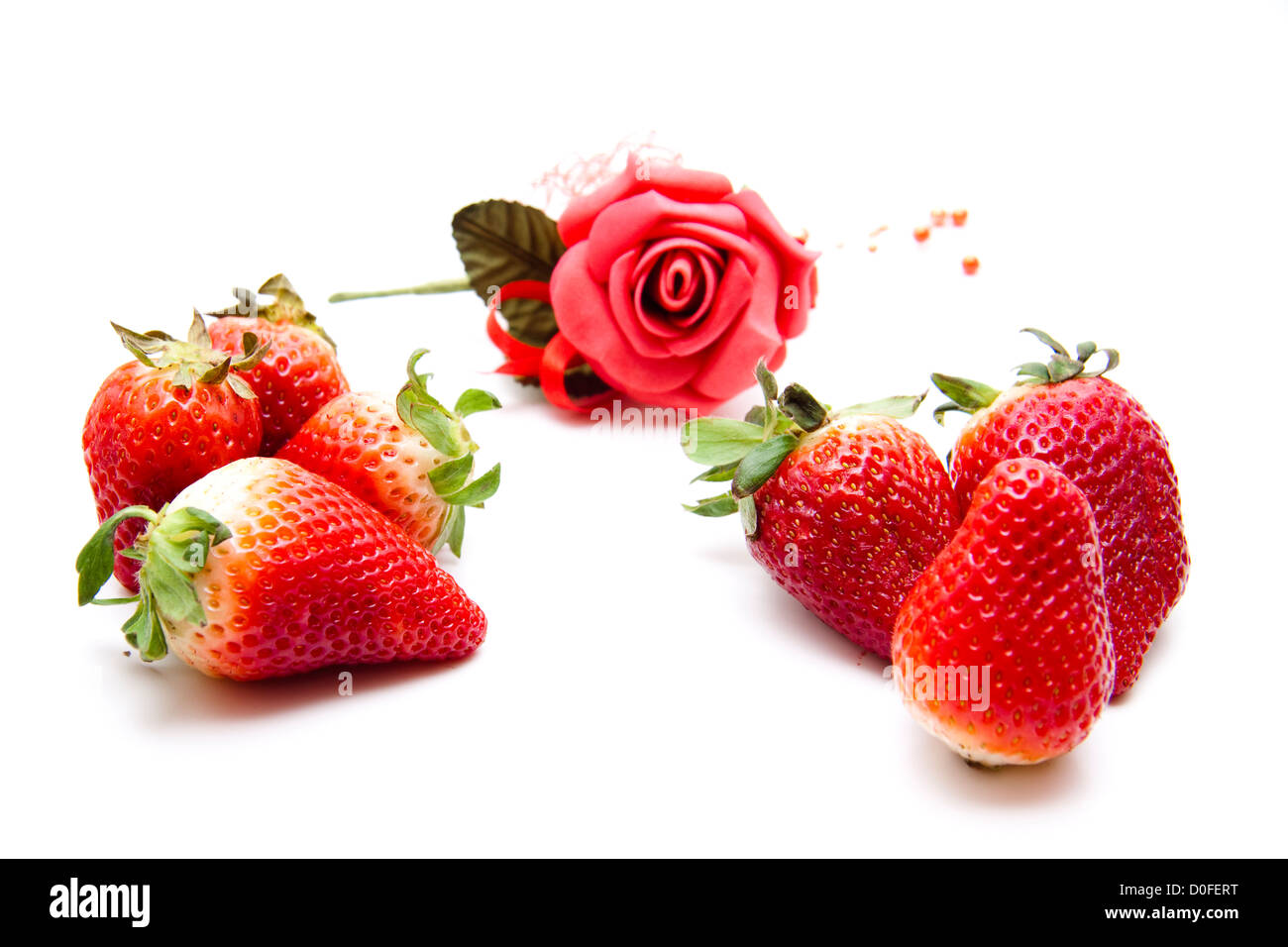 Strawberries with rose Stock Photo Alamy