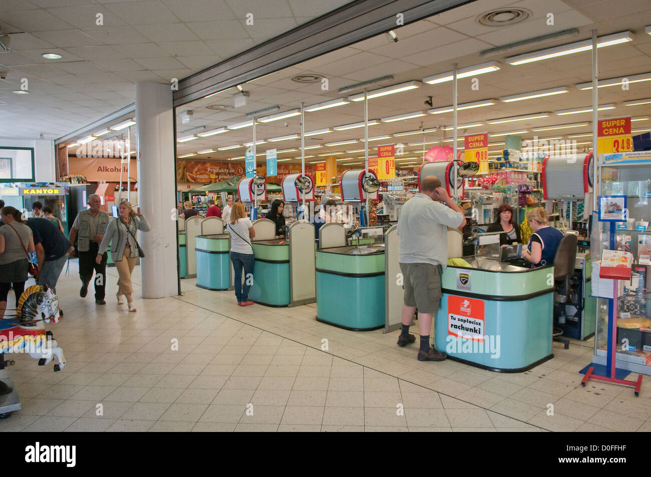 Shopping at Carrefour supermarket, Wadowice, Poland. Stock Photo