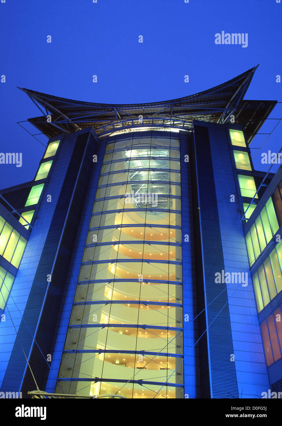 St David's Hotel & Spa Main facade at night Cardiff Bay South Wales UK Stock Photo