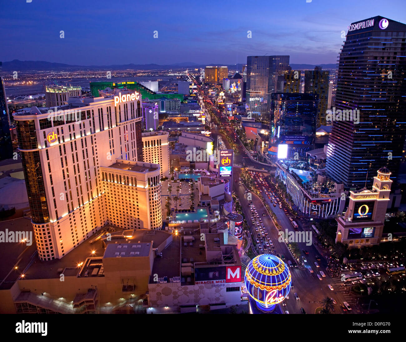 Las Vegas Boulevard at Night, Las Vegas Stock Photo