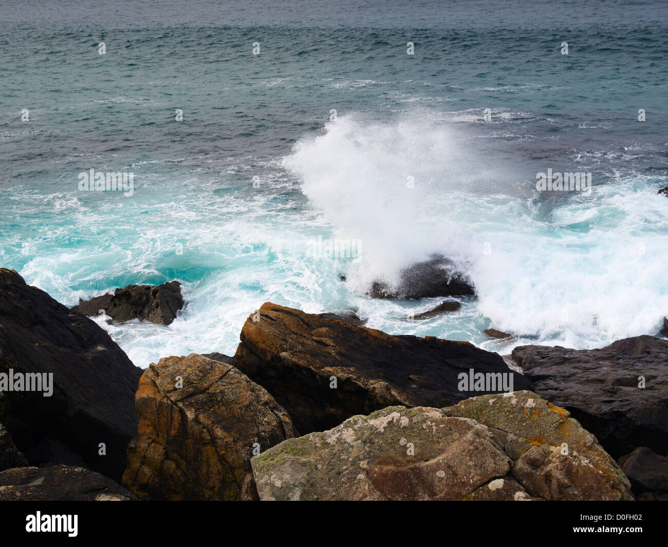 Breakers and rocks, Cornwall Stock Photo