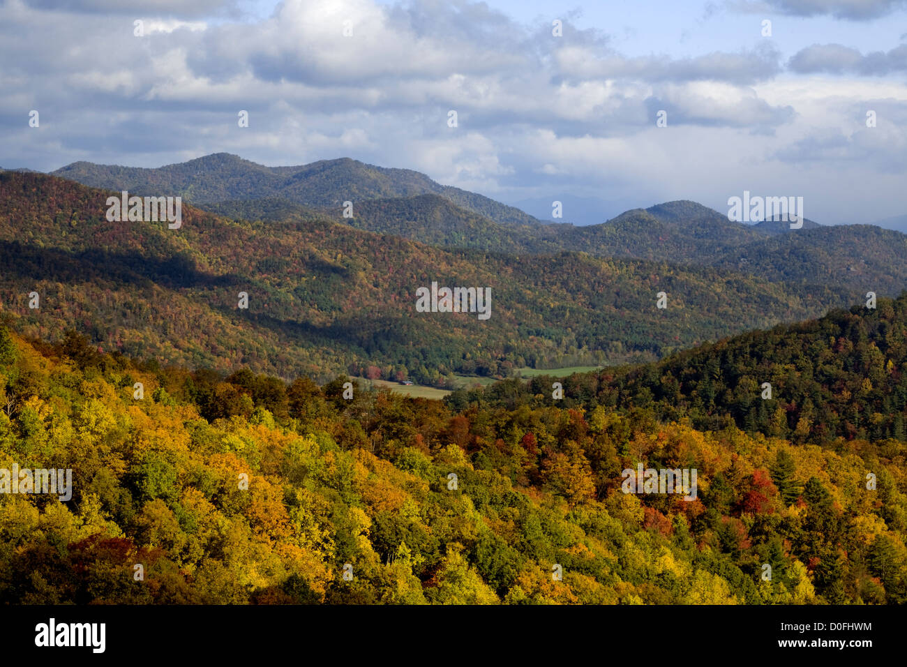 GA00042-00...GEORGIA - View over the fall colored hills of the Blue Ridge Mountains from Black Rock Mountain State Park. Stock Photo