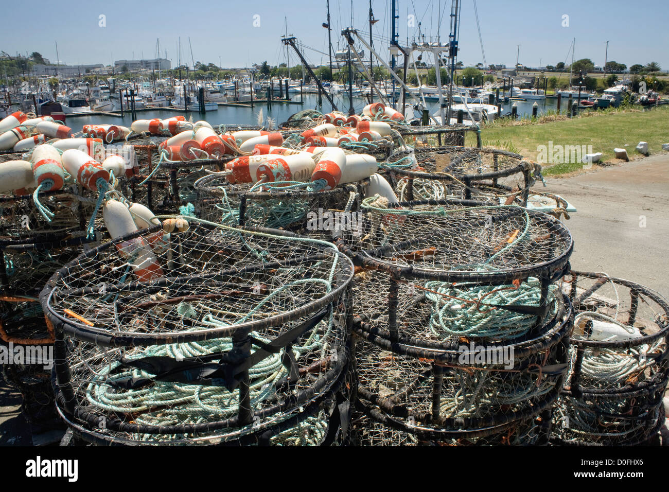 OR00214-00...OREGON - Crab pots in the Port Of Brookings Harbor at Brookings. Stock Photo