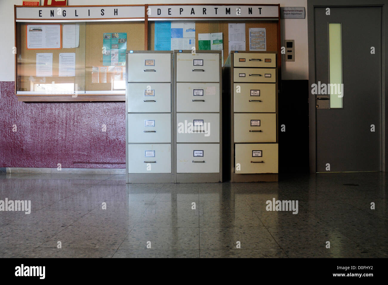 English department metal file languages school Stock Photo Alamy