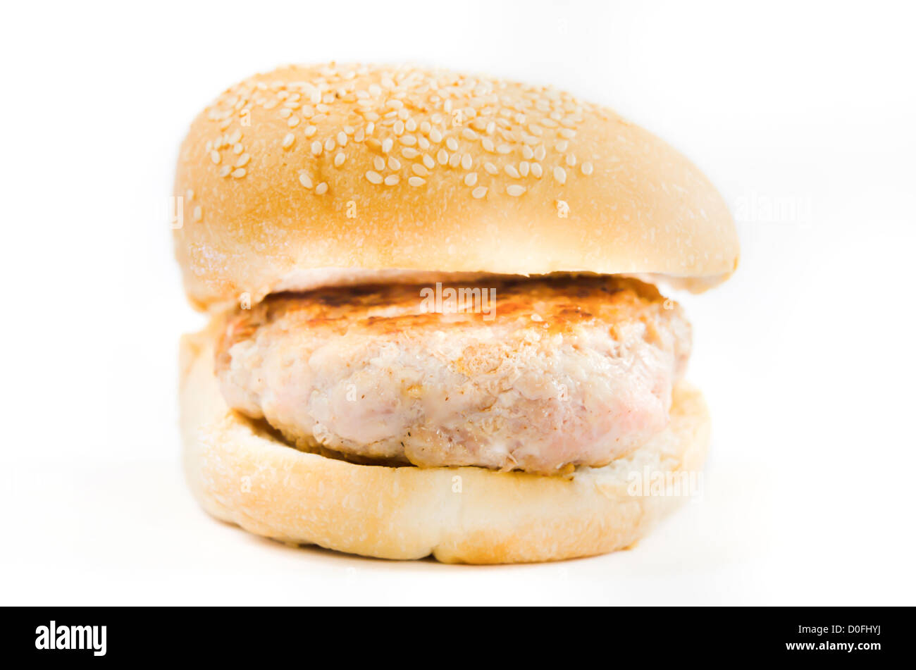 bun and fride pork no vegetable , fast food burger Stock Photo