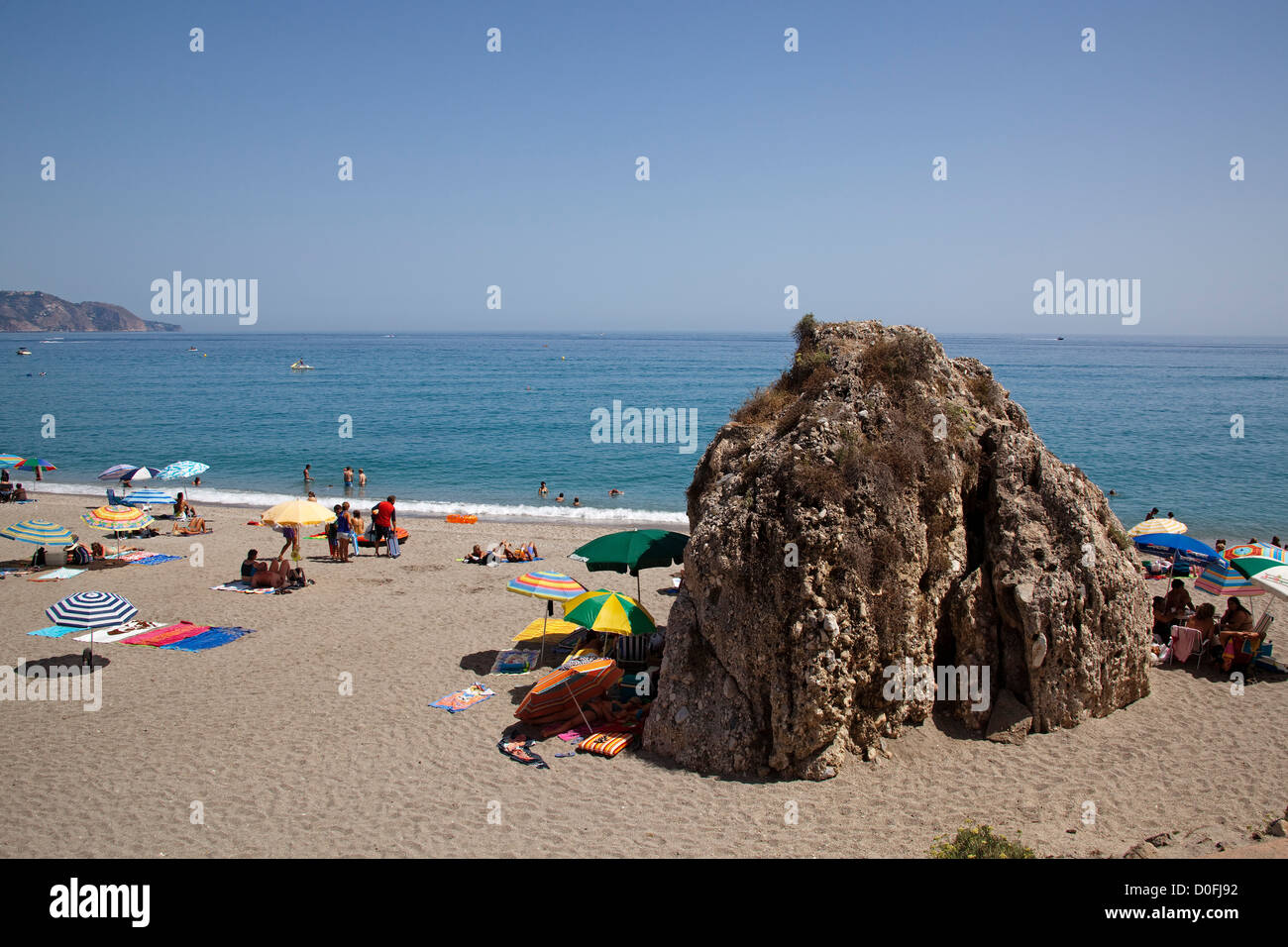 Burriana beach Nerja Malaga Andalusia Spain Playa de Burriana Nerja Málaga Andalucía España Stock Photo