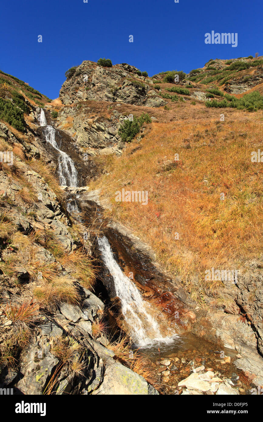 The waterfall 'Sarafiovy vodopad' in Ziarska dolina, Zapadne Tatry - Rohace. Stock Photo