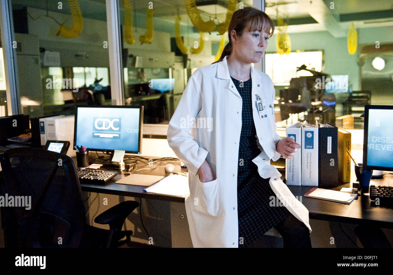 CONTAGION 2011 Warner Bros film with Jennifer Ehle as Dr Ally Herxtall Stock Photo