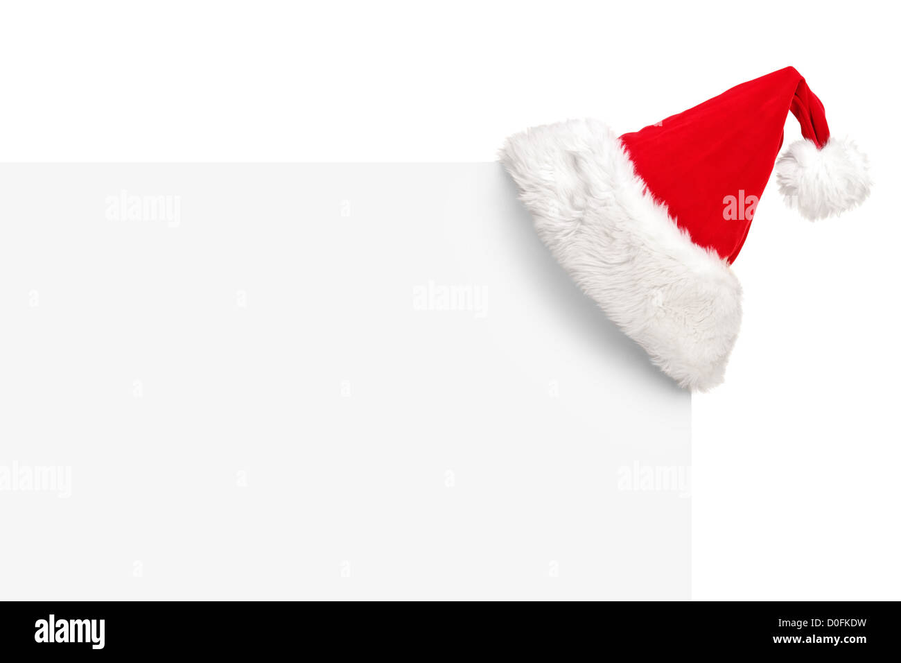 Santa hat on a blank panel isolated on white background Stock Photo - Alamy