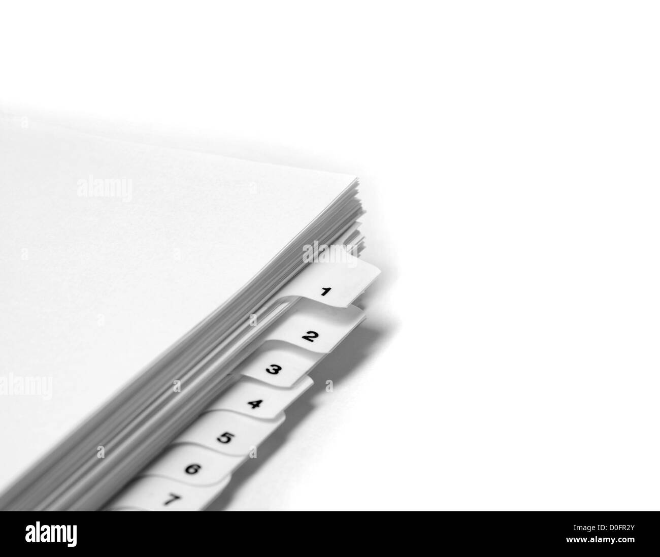 Several blank file tabs on white background Stock Photo