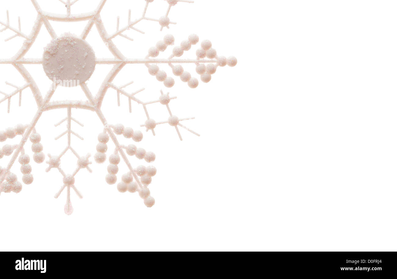 White Glittery Snowflake Isolated on a White Background. Stock Photo