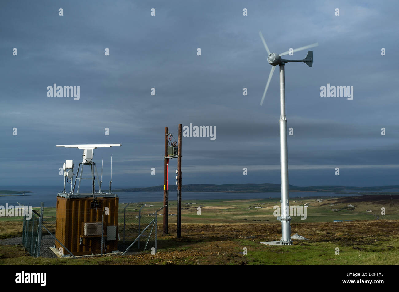 dh  WIND TURBINE UK Small micro wind turbines powering radar equipment energy scotland Stock Photo