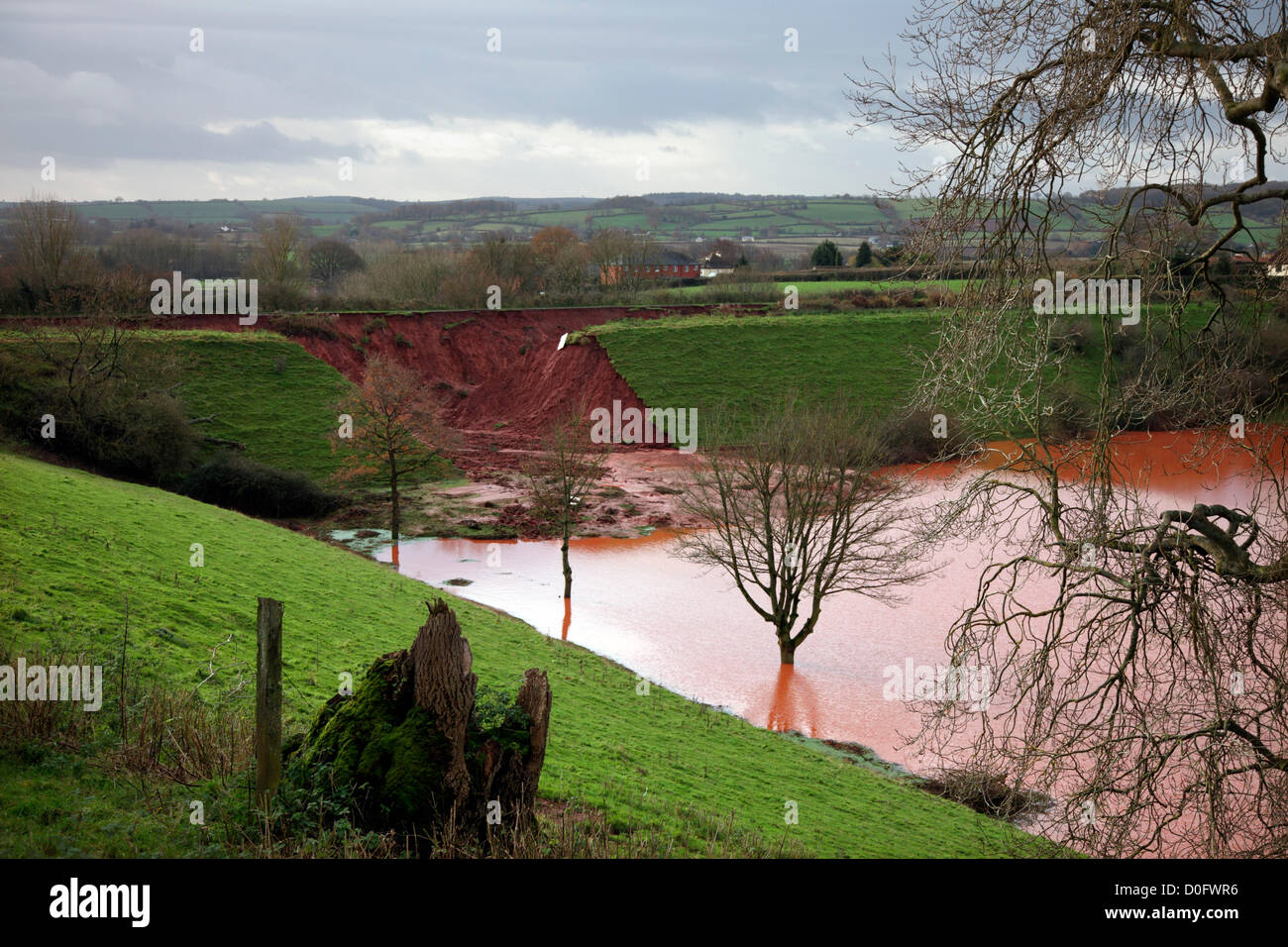 Halberton, Tiverton, Devon, UK. 25th November 2012. The breach in the Grand Western Canal caused by heavy rainfall. Stock Photo