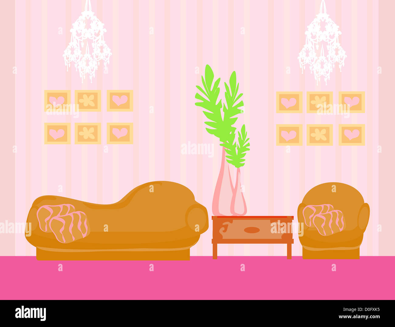 Fashionable interior of living room - vector Stock Photo - Alamy