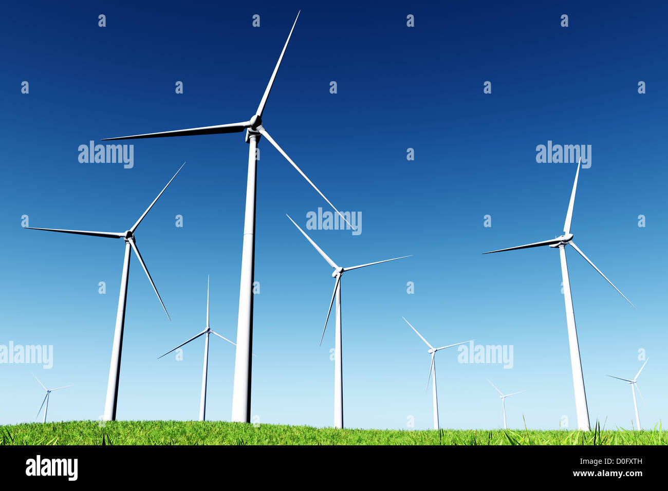 Windfarm 3D render Stock Photo