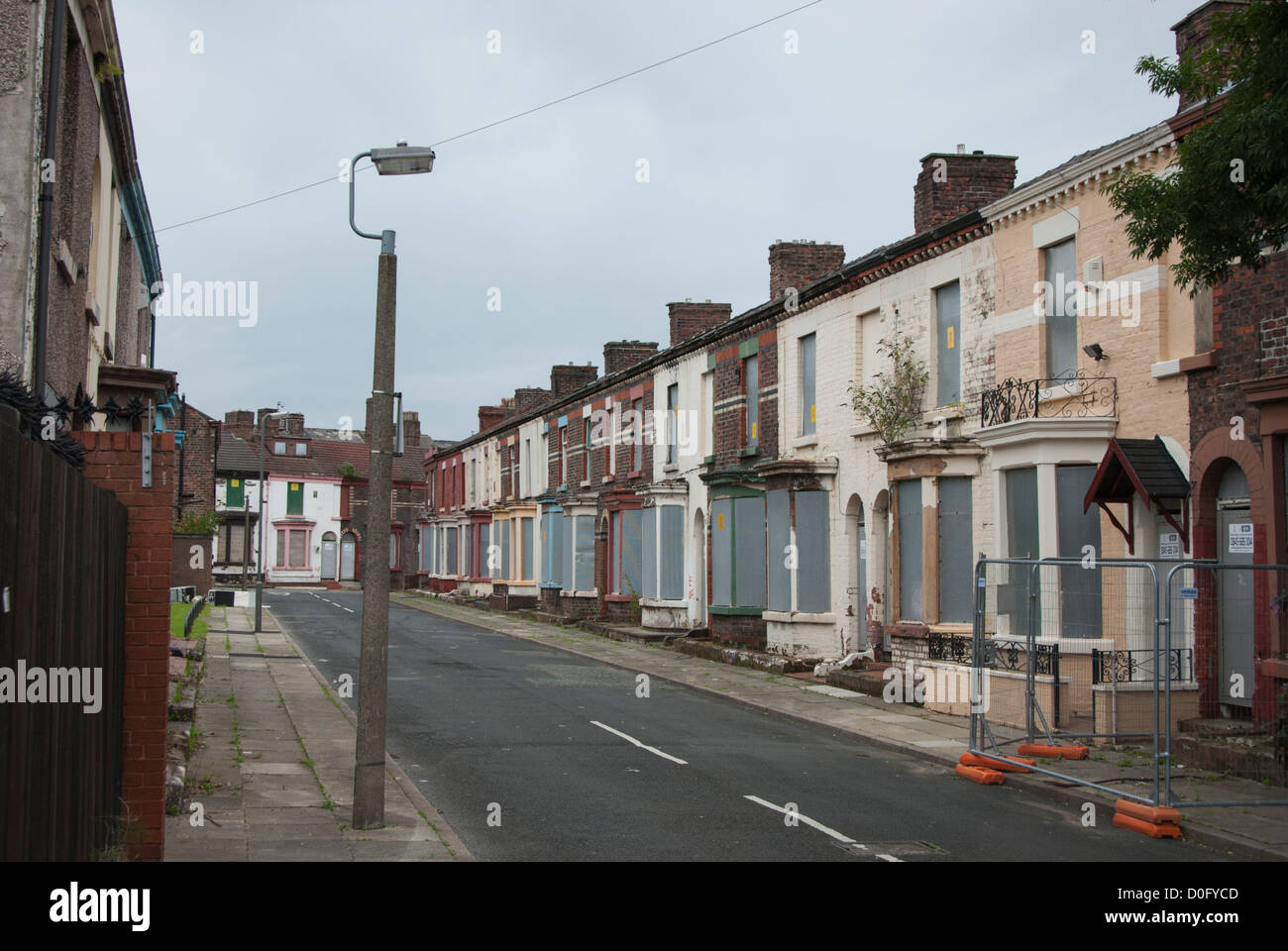 Houses ready for demolition in Liverpool in a neighborhood for