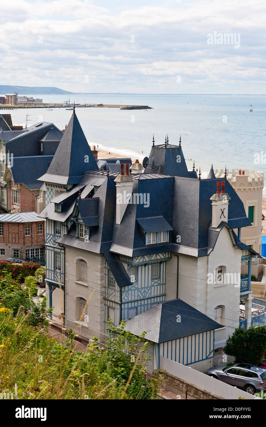 Typical neonormand style houses in Trouville-sur-Mer, normandy, France Stock Photo