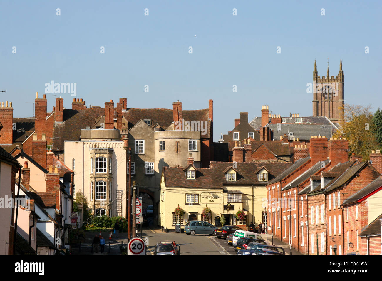 Lower Broad Street and Broad Gate Ludlow Shropshire England UK Stock