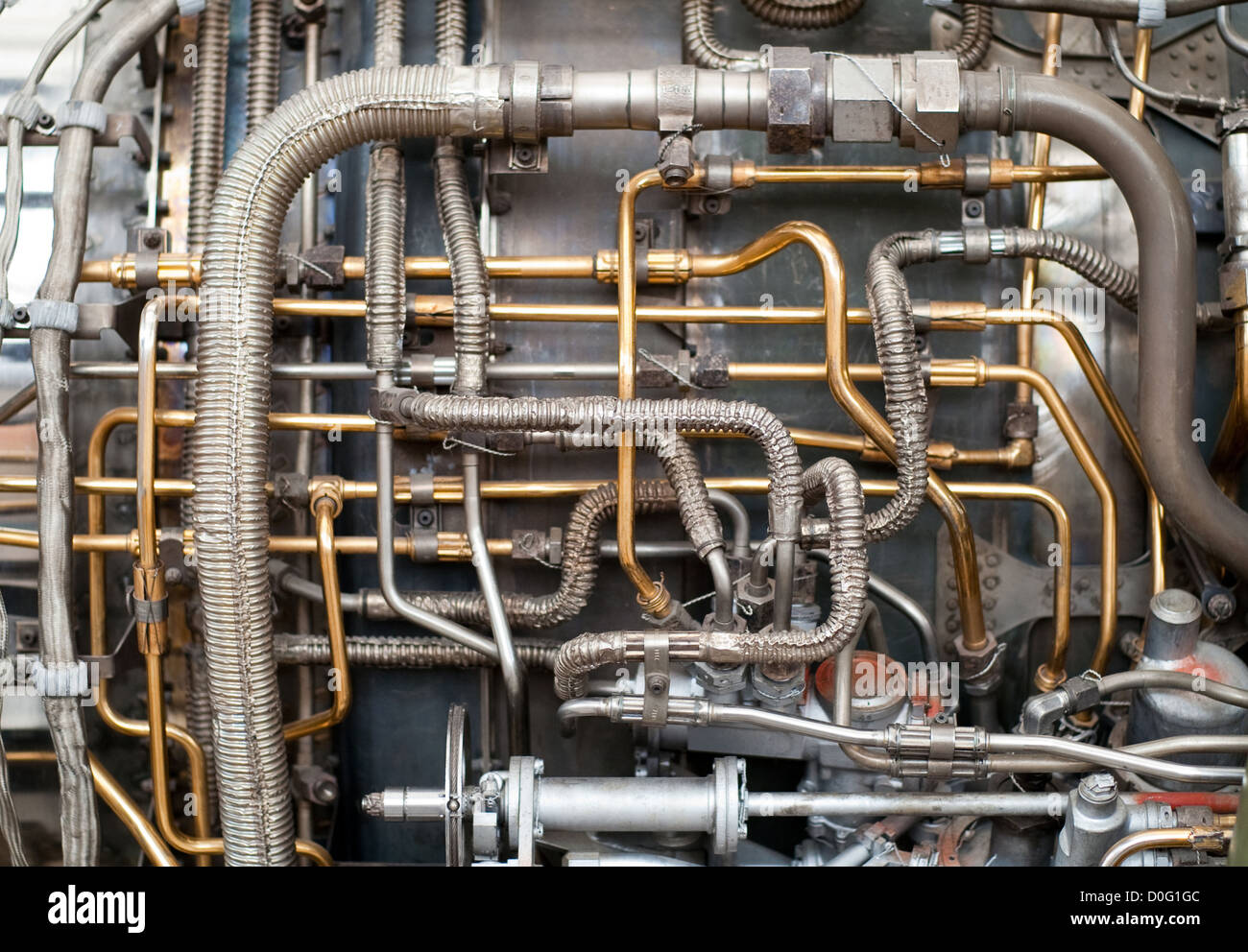 Hydraulics lines on the side of a rocket Stock Photo Alamy