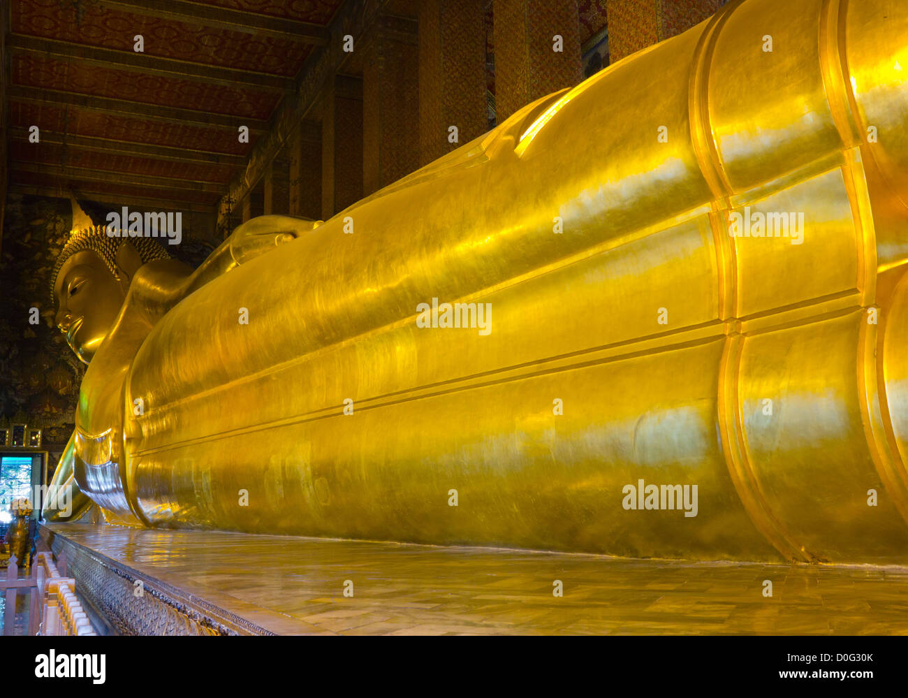 Giant Reclining Buddha in Wat Pho in Bangkok, Thailand Stock Photo - Alamy