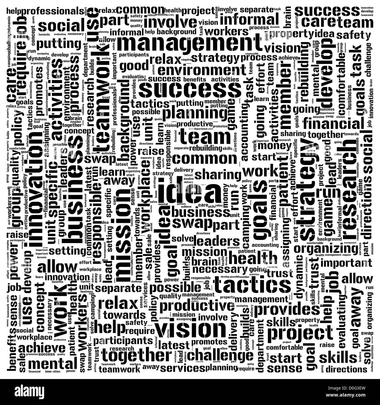 Idea and business concept related words in tag cloud on white Stock Photo Alamy