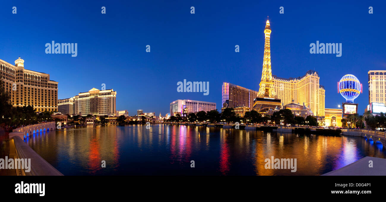 Las Vegas Skyline at Night, Las Vegas Stock Photo