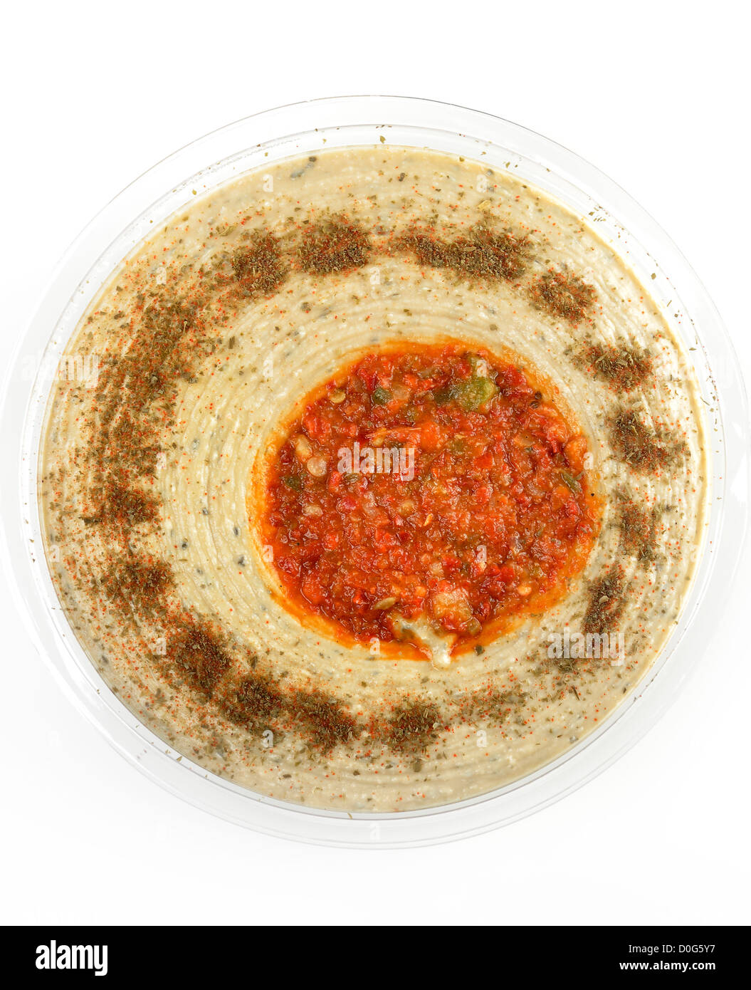 A Top View Of Hummus Dip Stock Photo