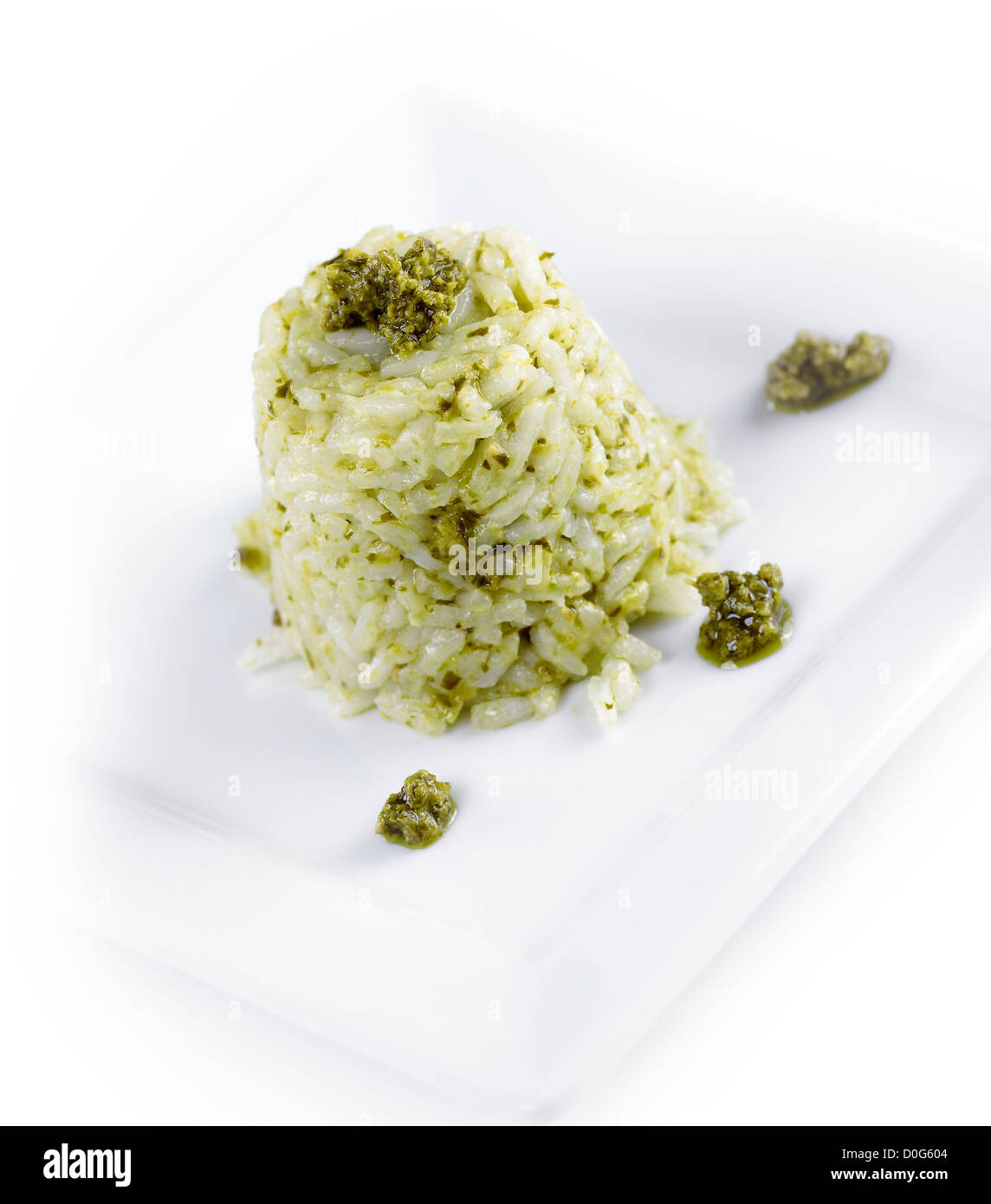 Risotto With Pesto Sauce ,Close Up Stock Photo
