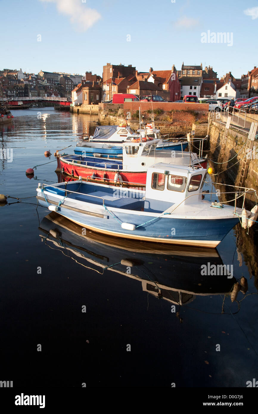 Fishing boats in Whitby Harbour Stock Photo Alamy