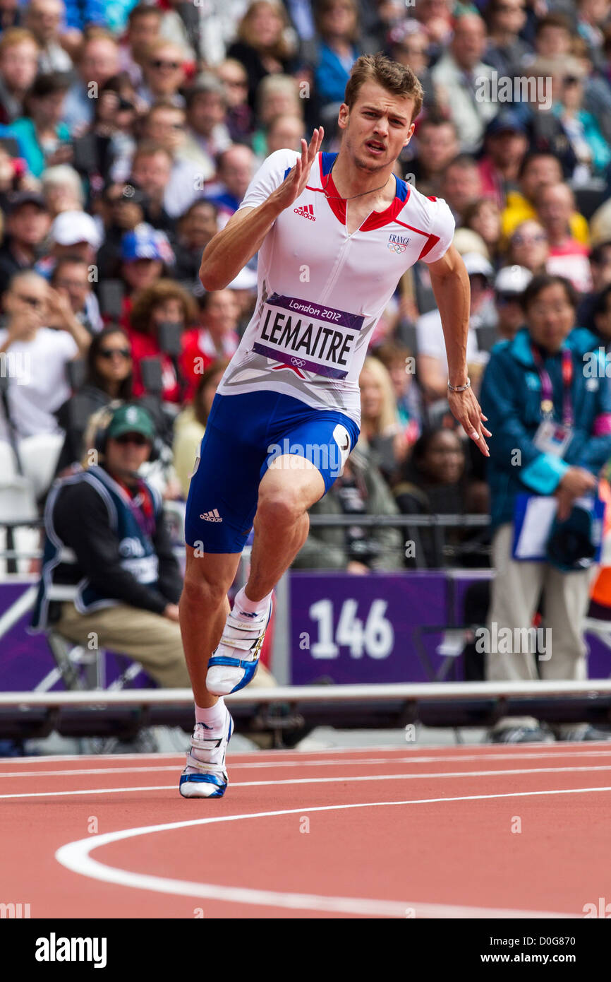 Christophe Lemaitre (FRA) competing in the Men's 100m 1st round at the Olympic Summer Games, London 2012 Stock Photo
