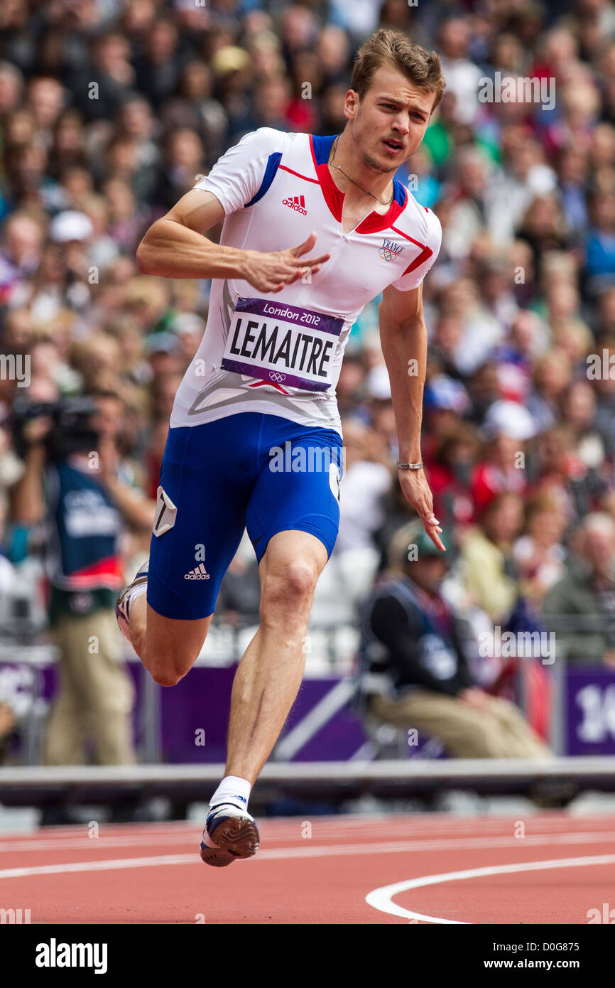 Christophe Lemaitre (FRA) competing in the Men's 100m 1st round at the Olympic Summer Games, London 2012 Stock Photo