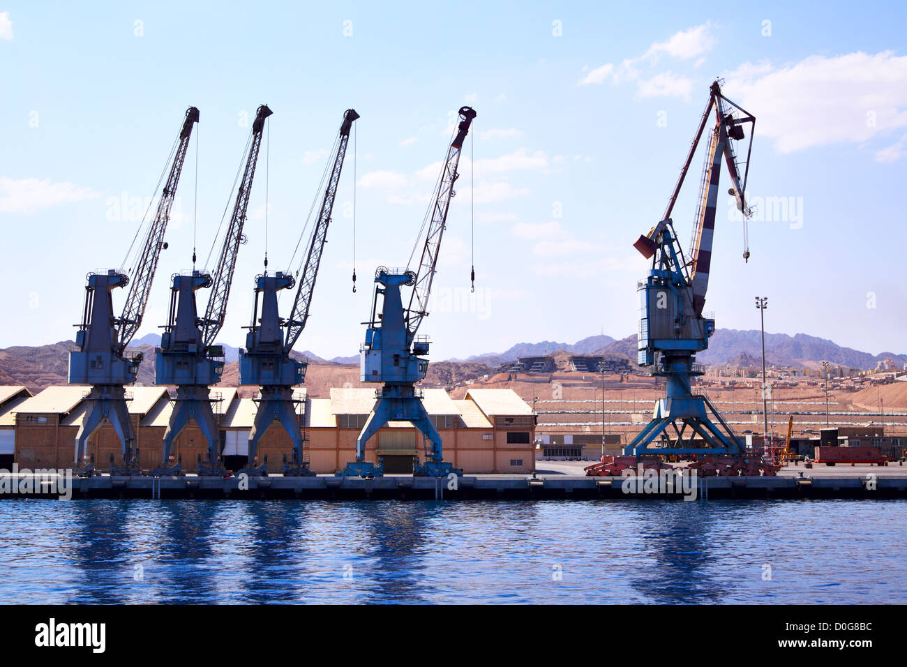 View on the port with quay cranes Stock Photo