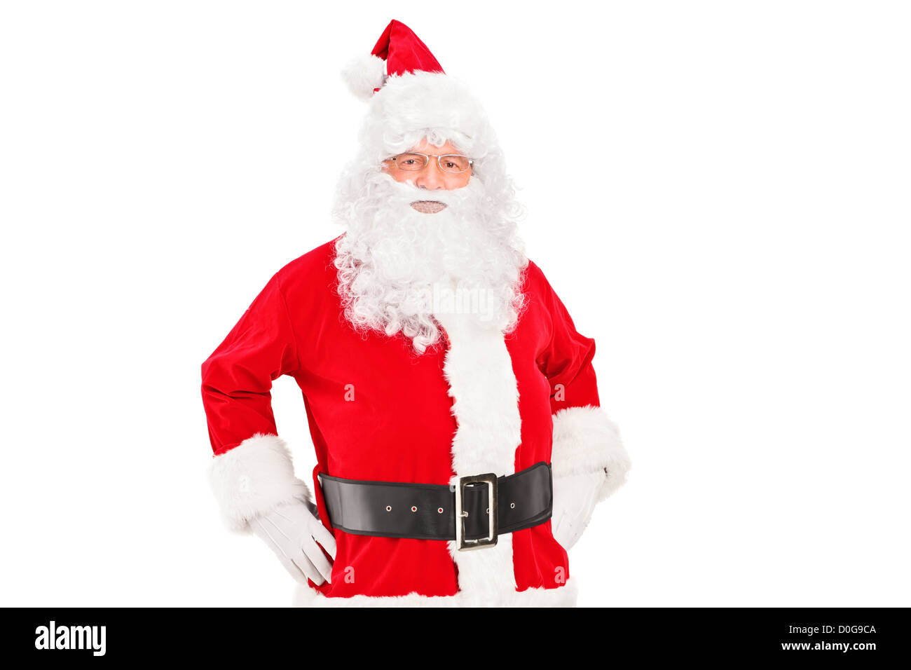 A smiling Santa Claus posing isolated against white background Stock ...