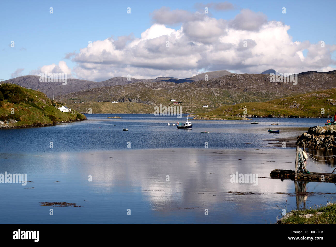 UK Scotland Western Isles Outer Hebrides Isle of Harris from the island of Scalpay Stock Photo