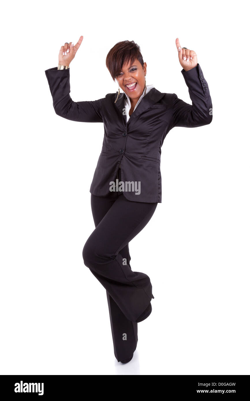 Successful African American business woman, isolated on white ...