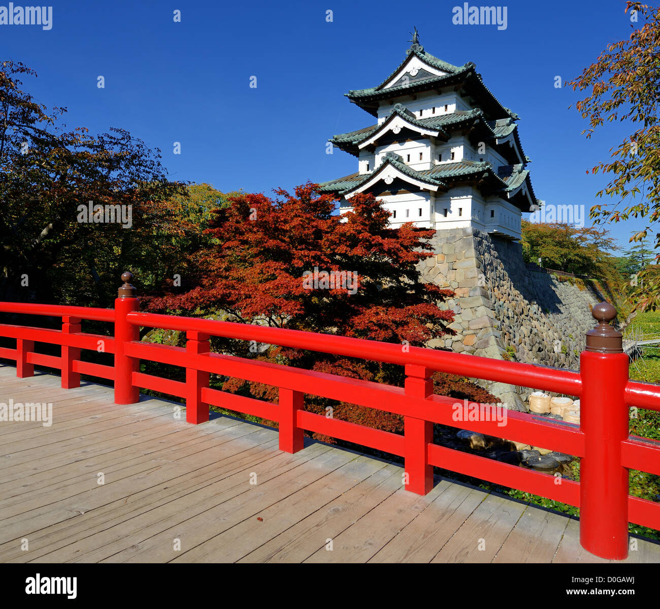 Hirosaki Castle in Hirosaki, Japan. The castle dates from 1611 and was the seat of the Tsugaru Clan. Stock Photo